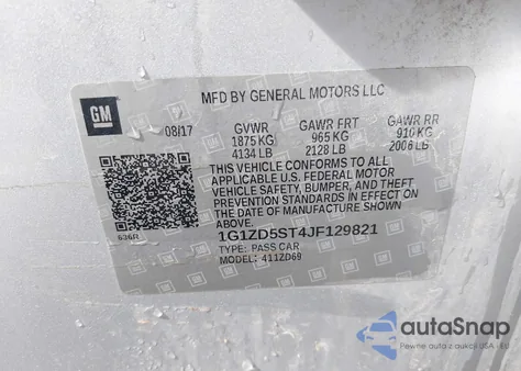 2018 Chevrolet Malibu Lt z USA, uszkodzony, nr VIN 1G1ZD5ST4JF129821